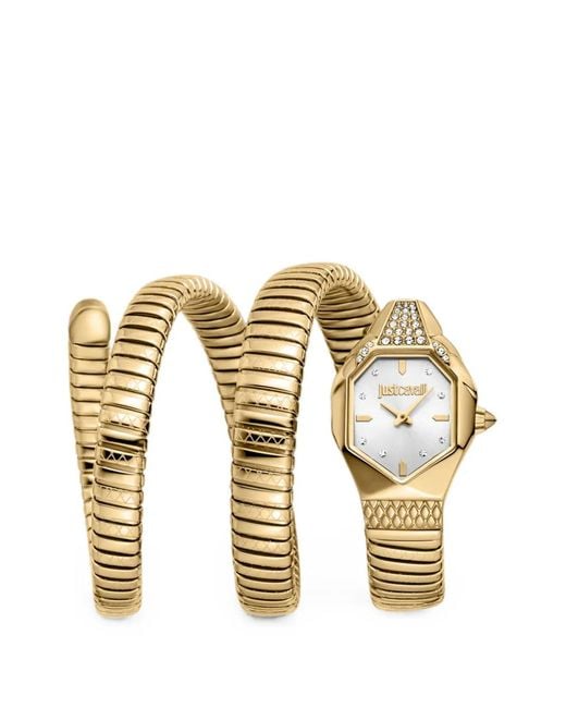Just Cavalli Metallic Snake Crystal-Embellished 22Mm Watch