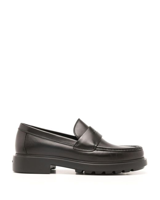 Ferragamo Gray Penny-slot Leather Loafers for men