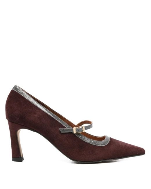 Angel Alarcon Brown Pointed-toe Buckled Pumps