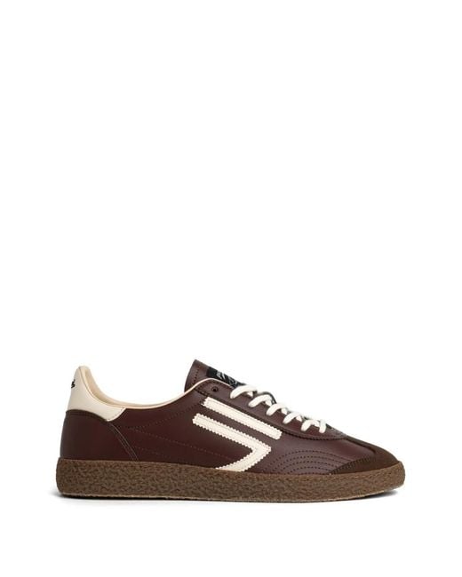 PURAAI Brown Xs Striped Panelled Sneakers for men