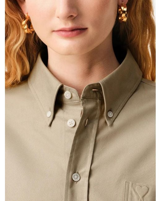 AMI Natural Ami De Coeur Embossed Cropped Shirt