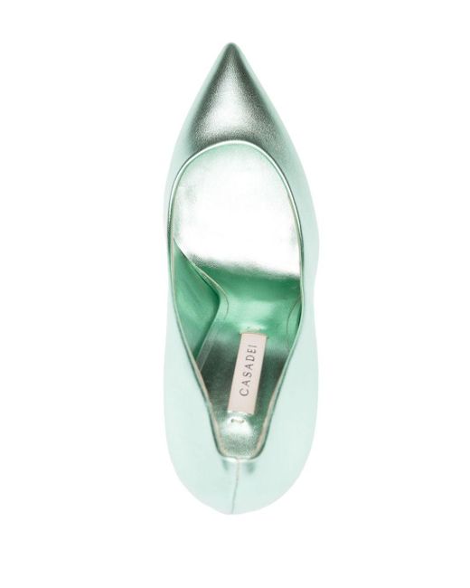 Casadei Green Blade Flash 130mm Leather Pumps