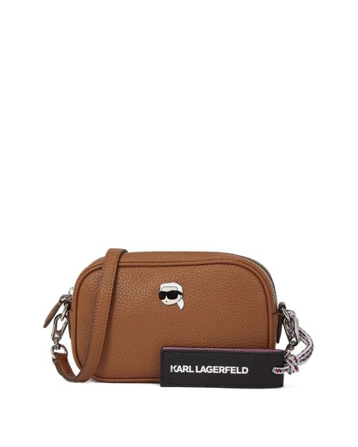 Karl Lagerfeld Brown Embellishment-Logo Cross Body Bag