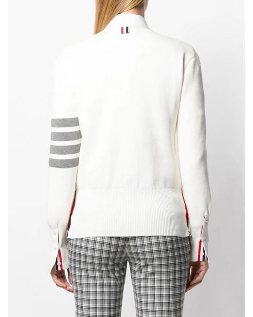 Thom Browne White Cotton Crepe Milano 4-Bar Cardigan
