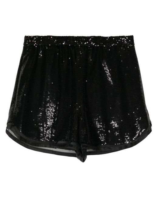 Juun.J Black Sequinned Mini Shorts