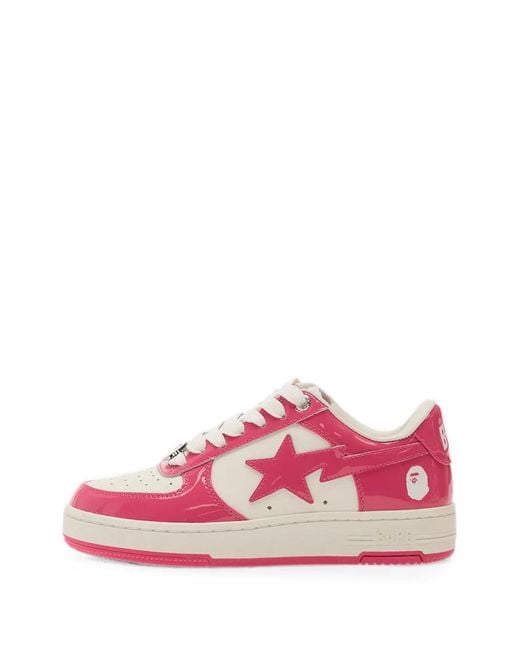 A Bathing Ape Pink Bape Sta 1 Patent Leather Sneakers