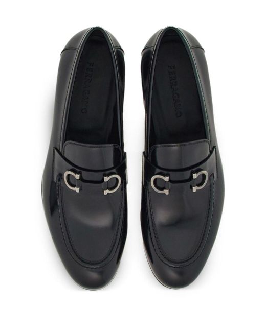 Ferragamo Blue Gancini-buckle Leather Loafers for men