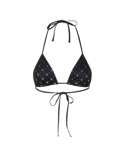 Casablanca Blue Monogram Tie Triangle Bikini Top