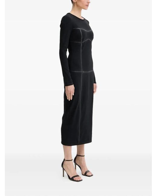 Patrizia Pepe Black Long-Sleeve Midi Dress