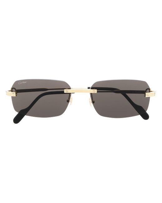 Cartier Sonnenbrille mit eckigem Gestell in Metallic für Herren