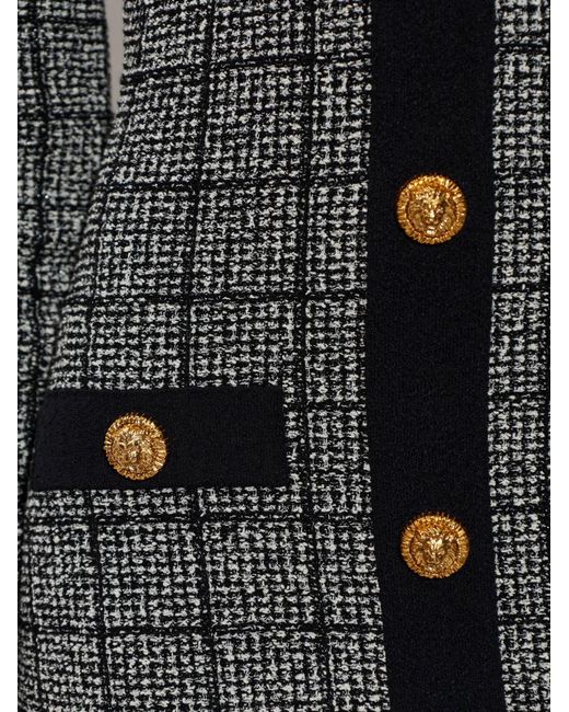 Balmain Black Tweed Long-Sleeve Dress