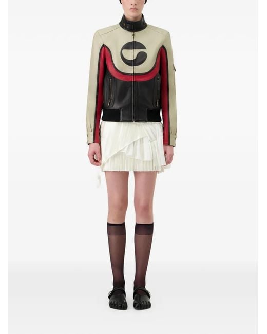 Coperni Gray C-Logo Panelled Leather Jacket