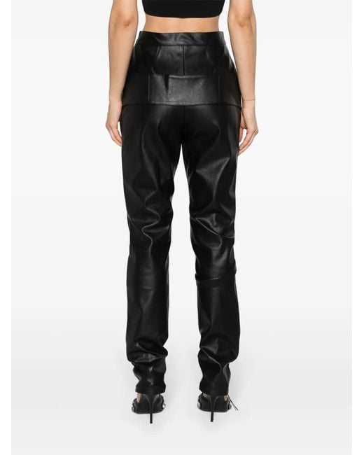 Elena Velez Black Moto Faux-Leather Trousers