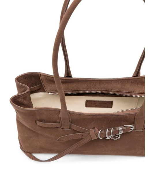 MARGE SHERWOOD Brown Buckle-Detail Shoulder Bag