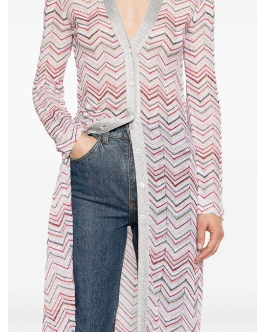 Missoni Pink Zigzag-woven Long Cardigan