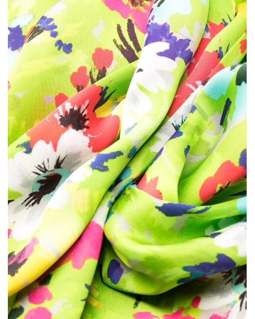 MSGM Green Floral Pattern Palazzo Trousers