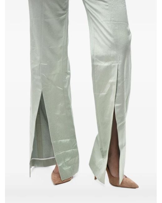 Off-White c/o Virgil Abloh Green Satin Slit-Detail Trousers