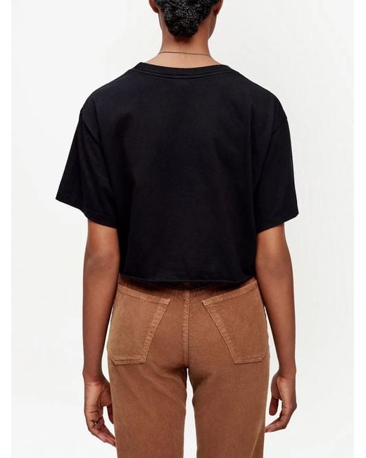 Re/done Black Cropped Short-Sleeved T-Shirt