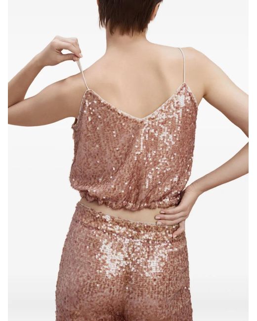 SANA OSMANI Pink Iris Sequin Drawstring Top