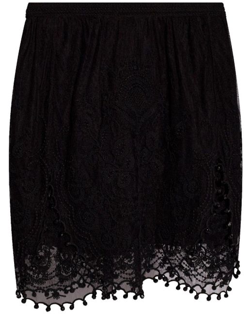Isabel Marant Black Vinyl Lace Mini Skirt