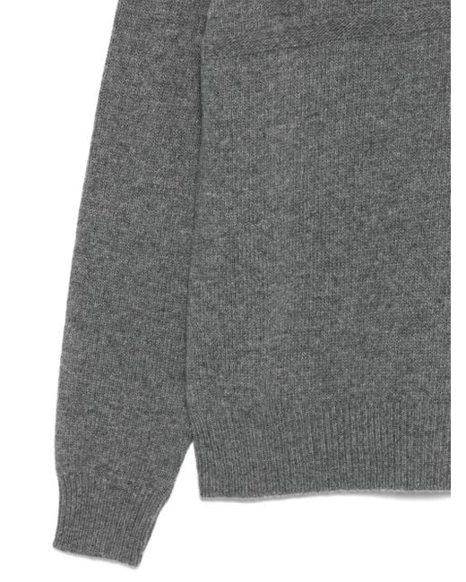 Herno Gray Logo-Embossed Crew-Neck Sweater for men