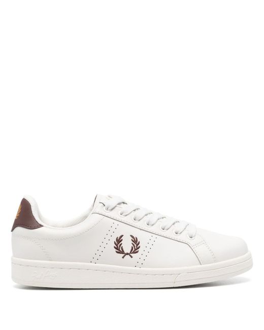 Fred Perry White Embroidered-logo Leather Sneakers for men