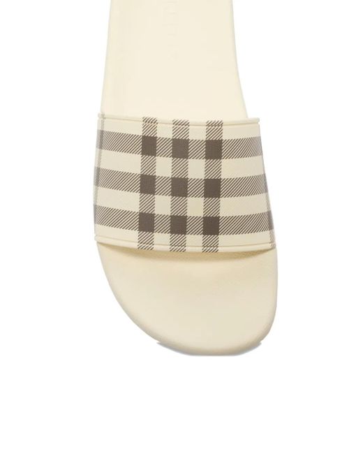 Burberry White Check Slides