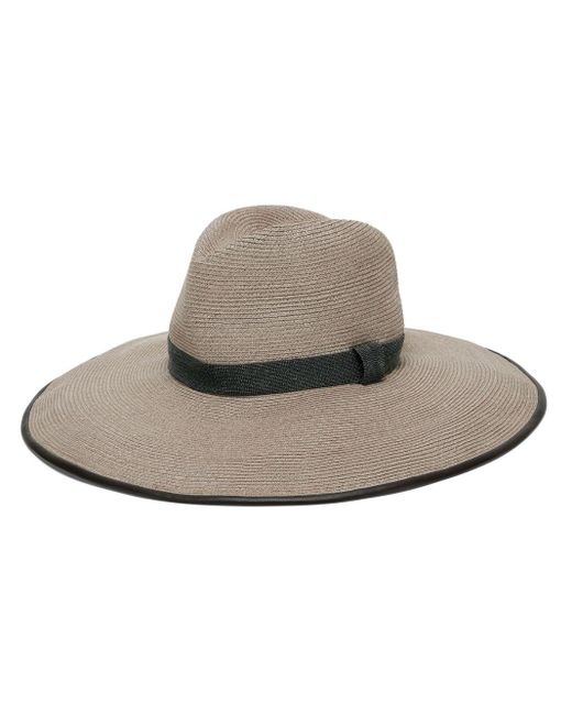 Brunello Cucinelli Natural Fedora Hat With Precious Details
