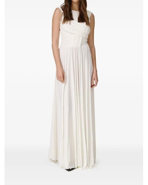 Pink White Draped Maxi Dress