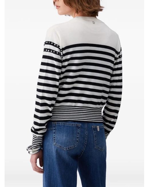 Liu Jo Black Striped Jewel Appliqués Cardigan