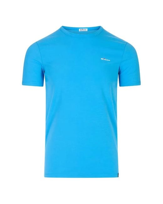Kiton Blue Logo-Embroidered T-Shirt for men