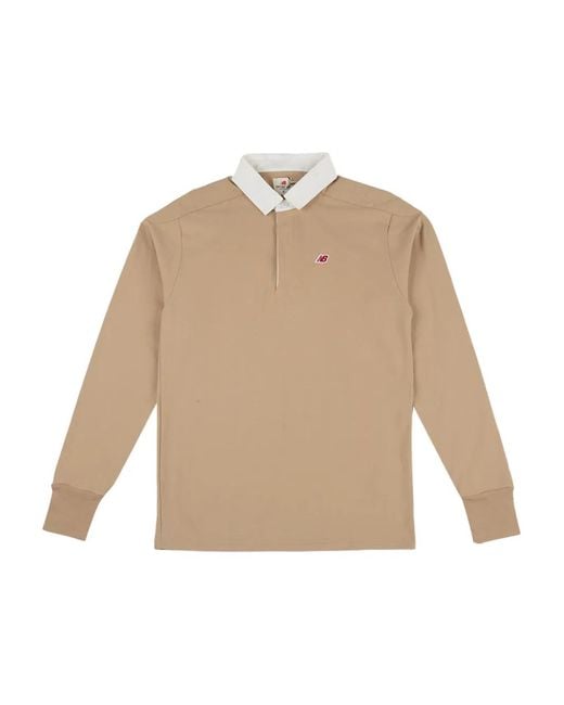 New Balance Natural Ribbed Cuffs Cotton Polo Shirt for men