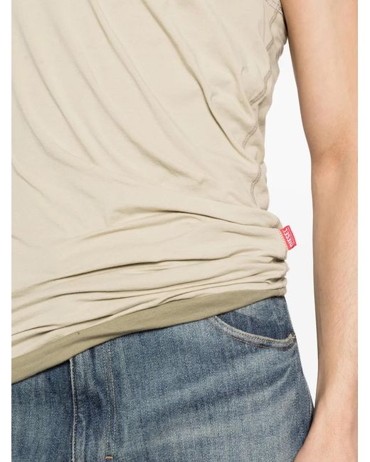 DIESEL Natural Sleeveless Fitted Top With Subtle Ruching for men
