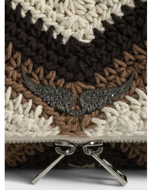 Zadig & Voltaire White Rock Chevron-Pattern Macramé Clutch Bag