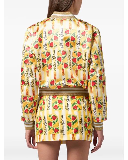 Philipp Plein Metallic Striped Bomber Jacket