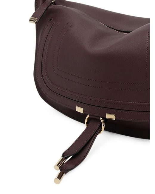 Chloé Brown Small Marcie Leather Shoulder Bag