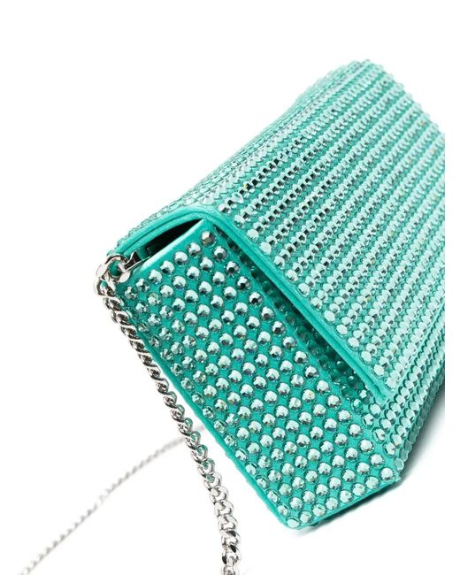 AMINA MUADDI Blue Paloma Crystal-embellished Clutch Bag