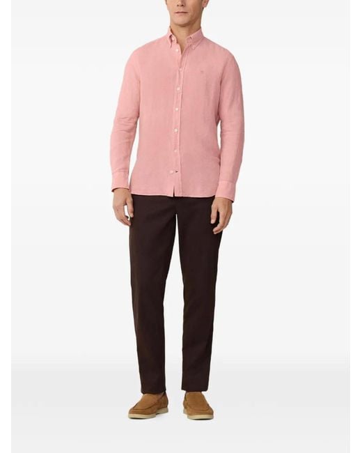 Hackett Pink Brompton Button-Down Linen Shirt for men