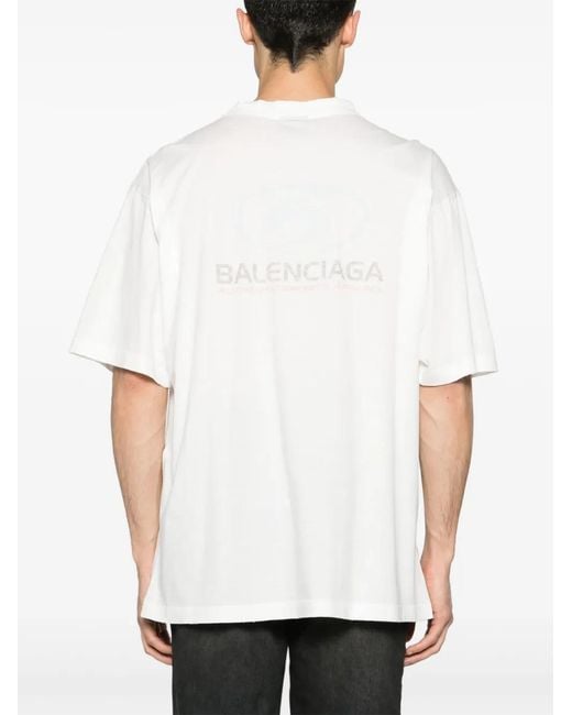 Balenciaga White Surfer Logo-Print Cotton T-Shirt