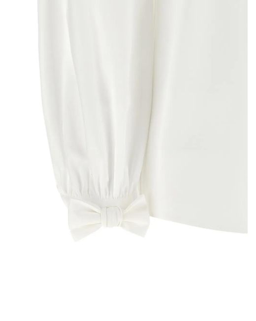 Valentino Garavani White Vlogo Signature Bow-Detail Shirt