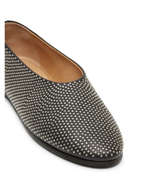 Marsèll Gray Studded Leather Ballerina Shoes