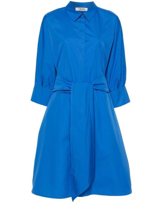 Max Mara Popeline Midi-jurk in het Blue