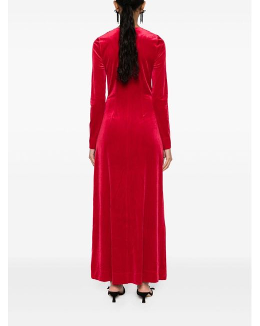 Vestido largo con detalle fruncido Ganni de color Red