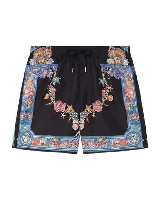 Versace Black Coral Theatre Swim Shorts for men