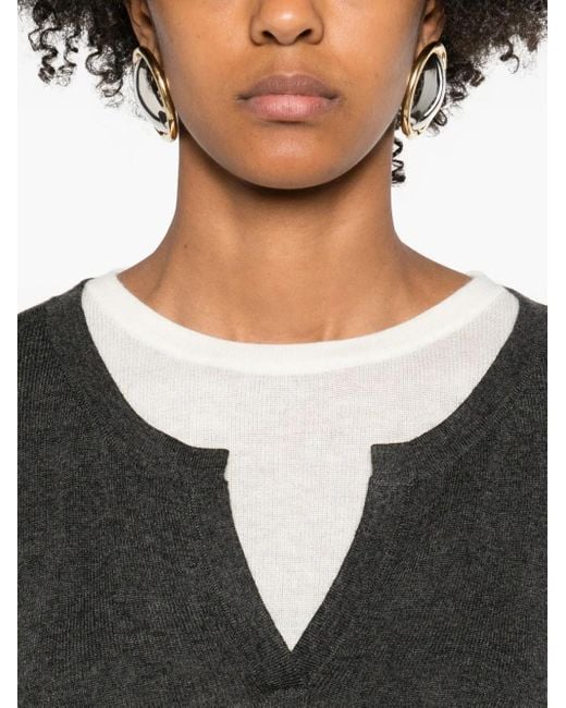 ELEH Black Top Im Layering-Look Mit V-Ausschnitt