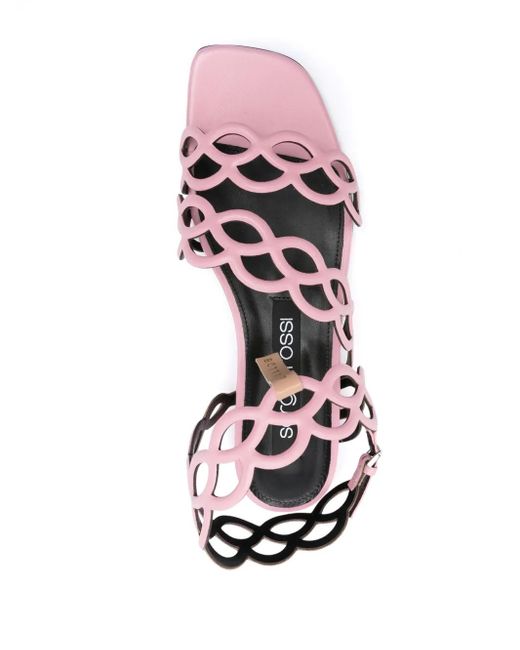 Sergio Rossi Pink Cut-Out Spiral Design Leather Sandals