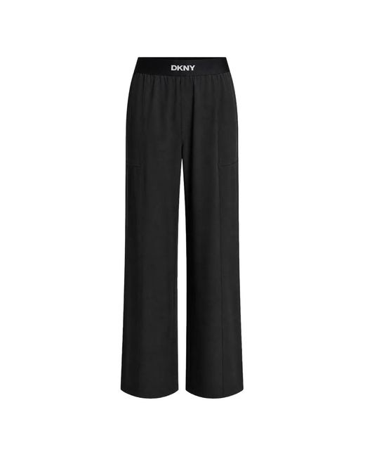 DKNY Black Logo-Waistband Trousers