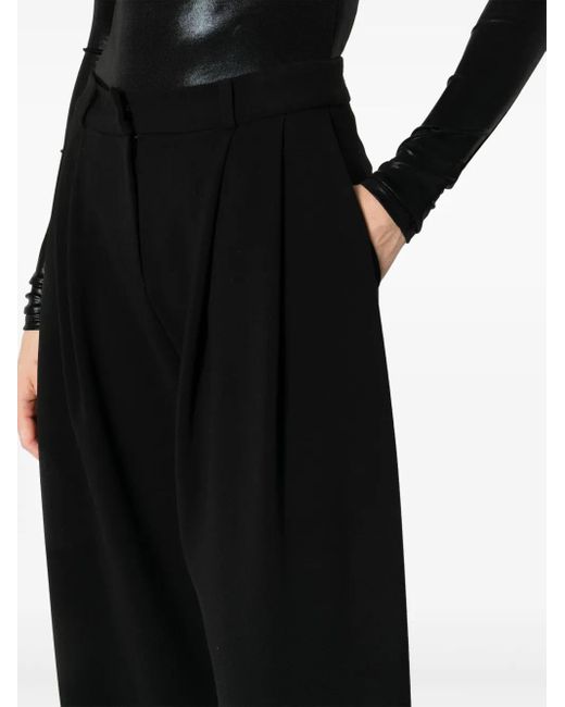 Loulou Black Pleat-Detail Palazzo Pants