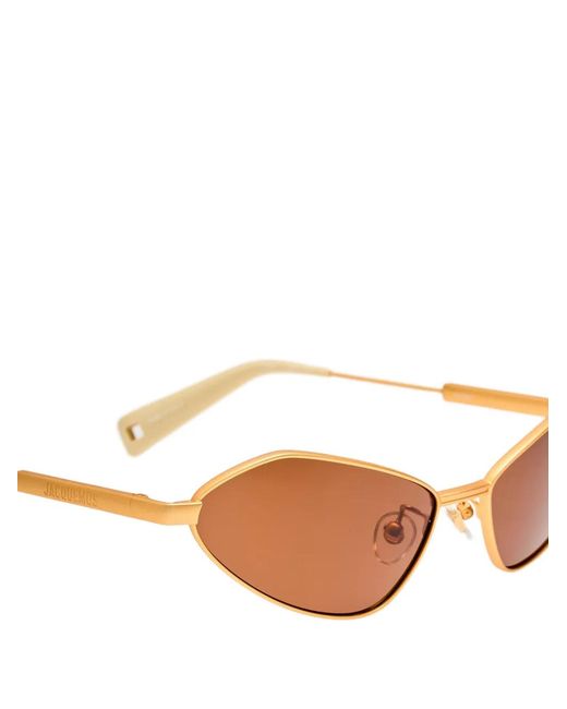 Jacquemus Metallic Bambino Geometric-Frame Sunglasses