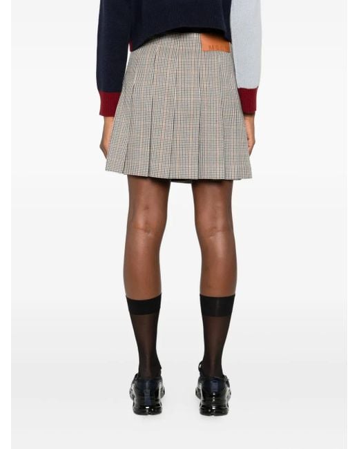 MSGM Gray Pleated Checkered Skirt
